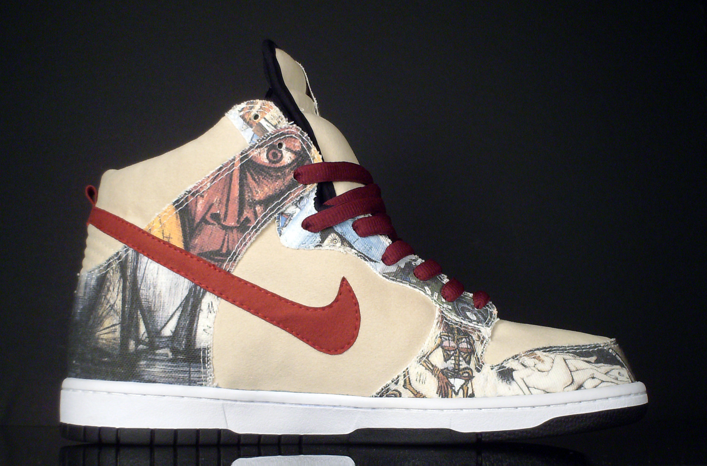 burgundy white dunks